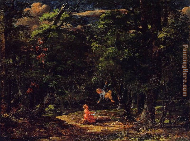The Swing, Children in the Woods painting - Martin Johnson Heade The Swing, Children in the Woods art painting